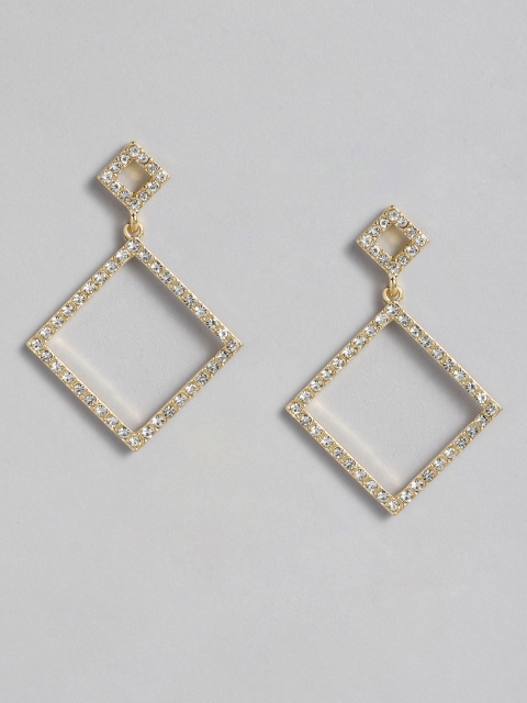 

Accessorize Gold-Toned & White Square Drop Earrings