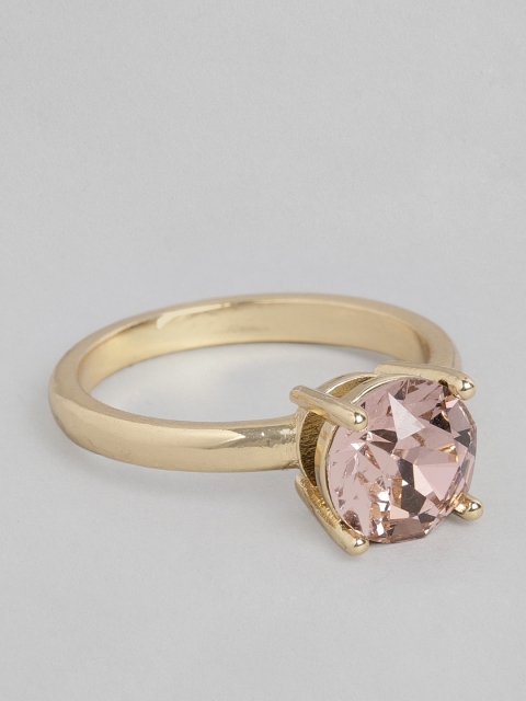 

Accessorize Pink & Gold-Toned Swarovski Crystal Studded Finger Ring