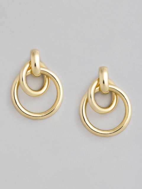 

Accessorize Gold-Toned Circular Dainty Loops Doorknocker Drop Earrings