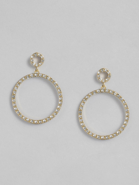 

Accessorize Gold-Toned & White Circular Drop Earrings