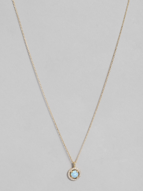 

Accessorize Blue & Gold-Plated CZ Studded Pendant With Chain