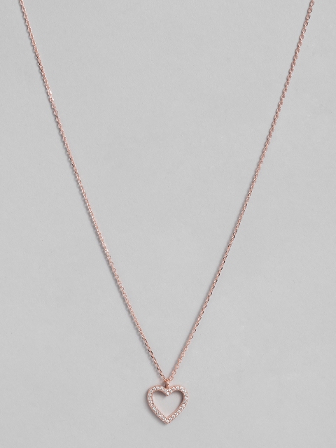 

Accessorize Rose Gold-Plated CZ Studded Pendant With Chain