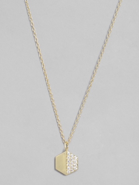 

Accessorize Gold-Plated CZ Studded Hexagon Shaped Pendant With Chain