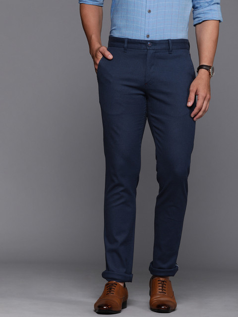 

Louis Philippe Sport Men Navy Blue Slim Fit Self Design Regular Trousers