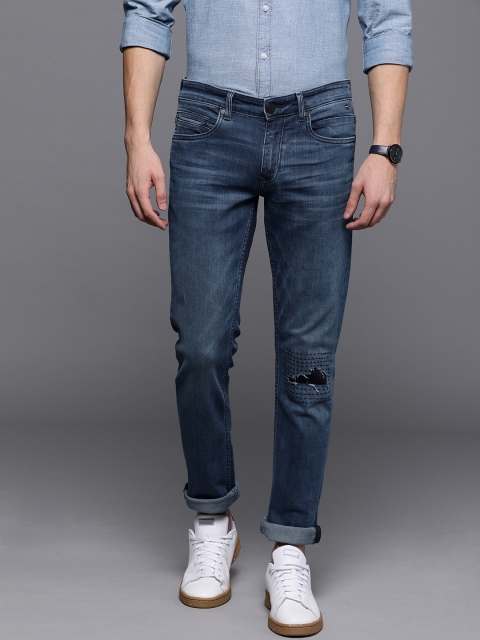 

Louis Philippe Jeans Men Blue Matt Slim Fit Low-Rise Low Distress Stretchable Jeans