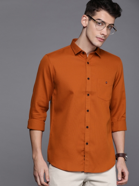 

Louis Philippe Sport Men Rust Orange Super Slim Fit Self Design Casual Shirt