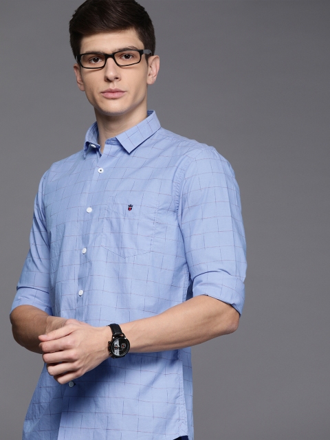 

Louis Philippe Sport Men Blue & Red Super Slim Fit Checked Casual Shirt