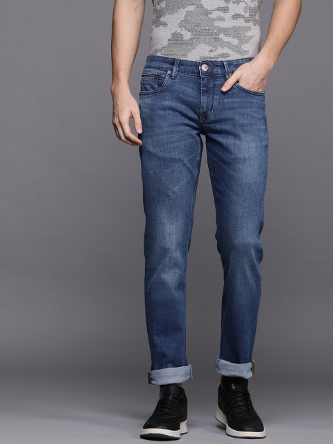 

Louis Philippe Jeans Men Blue Matt Slim Fit Low-Rise Clean Look Stretchable Jeans