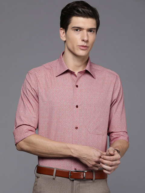

Louis Philippe Men Red & White Classic Fit Self-Checked Formal Shirt