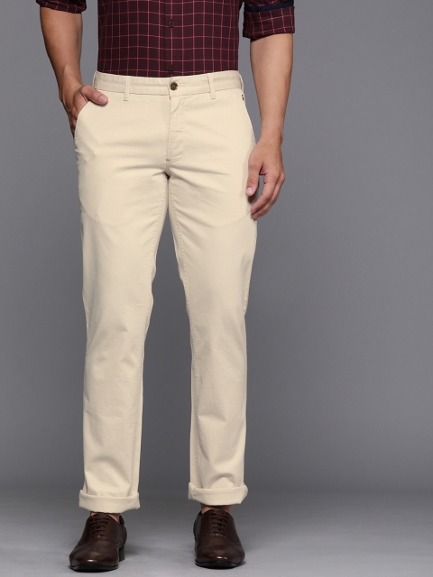 

Louis Philippe Sport Men Cream-Coloured Slim Fit Solid Regular Trousers