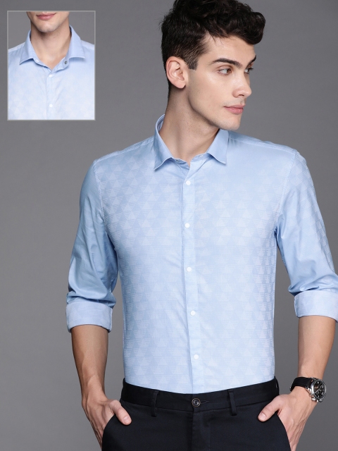 

Louis Philippe Ath.Work Men Blue Slim Fit Self Design Semiformal Shirt