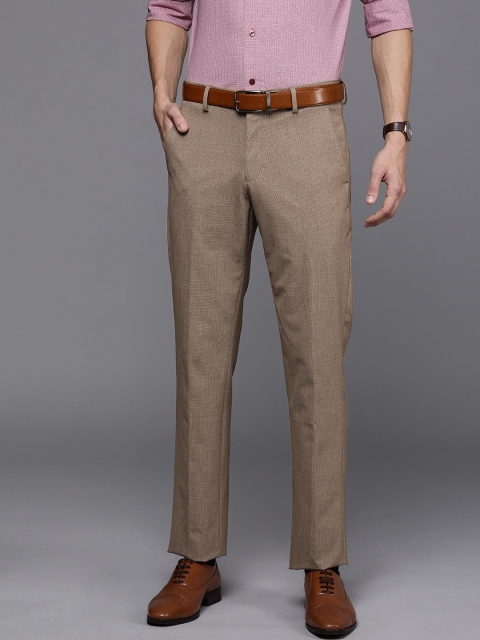 

Louis Philippe Men Brown Slim Fit Self Design Formal Trousers