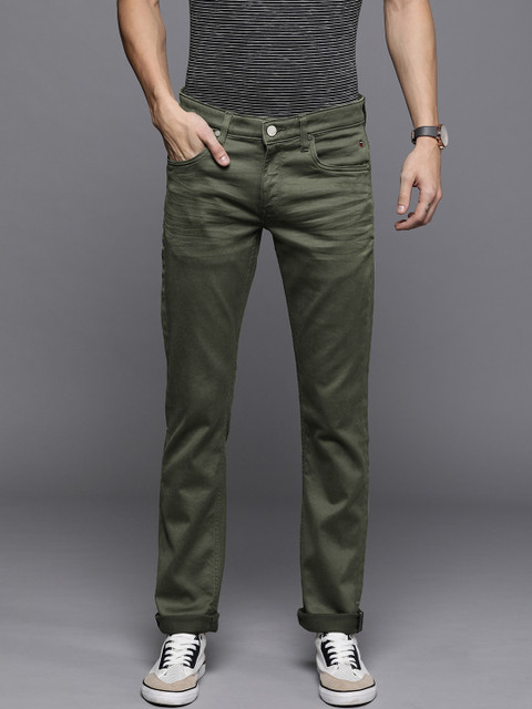 

Louis Philippe Jeans Men Olive Green MATT Slim Fit Low-Rise Clean Look Stretchable Jeans