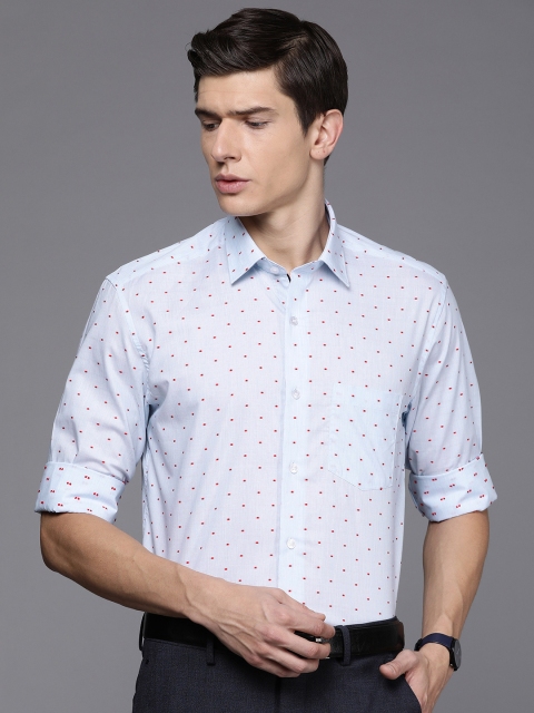 

Louis Philippe Men Blue & Red Slim Fit Self Design Formal Shirt