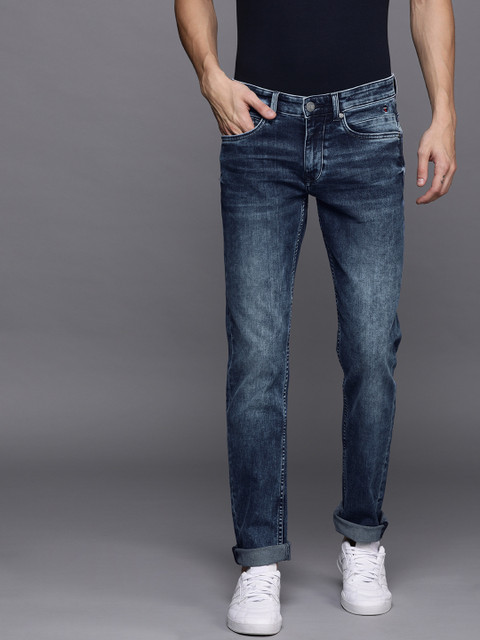 

Louis Philippe Jeans Men Blue Matt Slim Fit Low-Rise Clean Look Stretchable Jeans