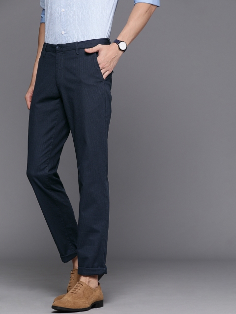 

Louis Philippe Sport Men Navy Blue Slim Fit Self Design Regular Trousers