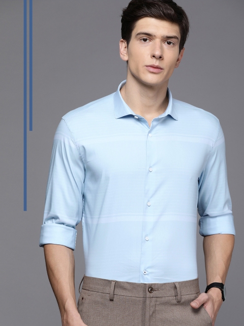 

Louis Philippe Ath.Work Men Blue & White Super Slim Fit Striped Semiformal Shirt