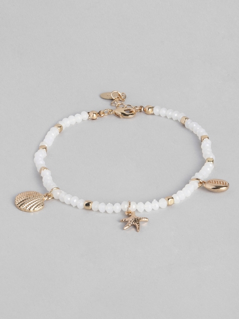 

Accessorize Gold-Toned & White Beaded Anklet