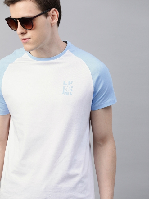 

Louis Philippe Jeans Men White Solid Slim Fit Round Neck T-shirt With Print Detail