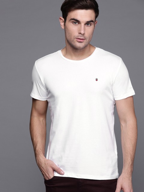 

Louis Philippe Jeans Men White Solid Round Neck T-shirt
