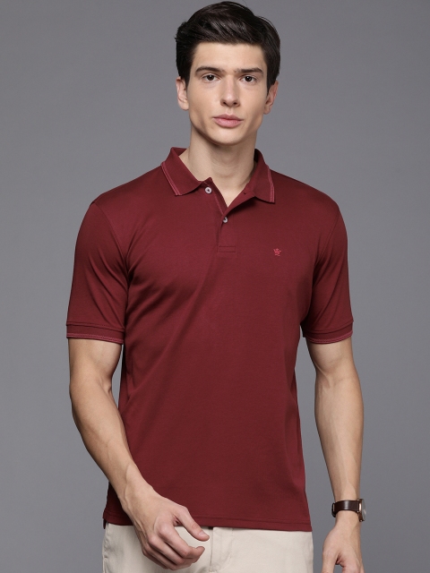 

Louis Philippe Men Maroon Solid Polo Collar T-shirt