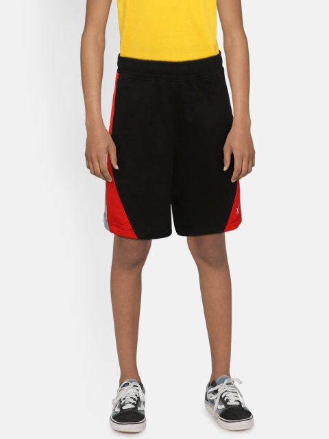 

HRX by Hrithik Roshan Boys & Red black Colourblocked Slim Fit Bio-wash Active Shorts