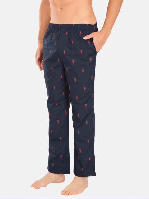 

Jockey Men Navy Blue & Red Conversational Print Comfort Fit Lounge Pants