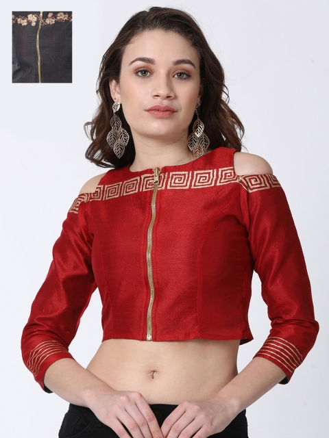 

Ira Soleil Women Red Printed Reversible Crop Top