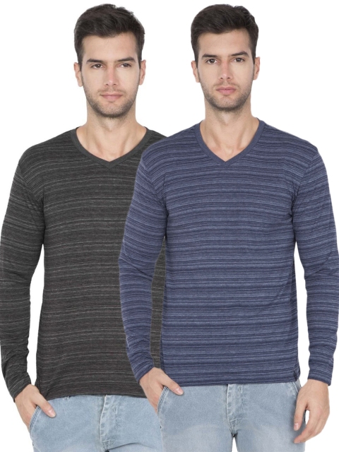 

Jockey Men Pack of 2 Striped V-Neck T-shirts, Navy blue