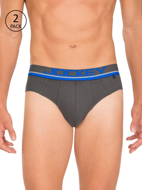 

Jockey Men Pack of 2 Charcoal Grey Solid Basic Briefs