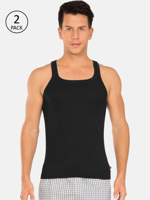 

Jockey Men Pack of 2 Black Solid Innerwear Vests