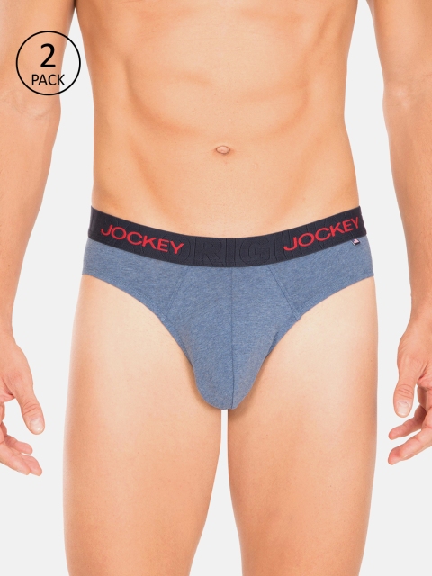 

Jockey Men Pack of 2 Blue Solid Basic Briefs