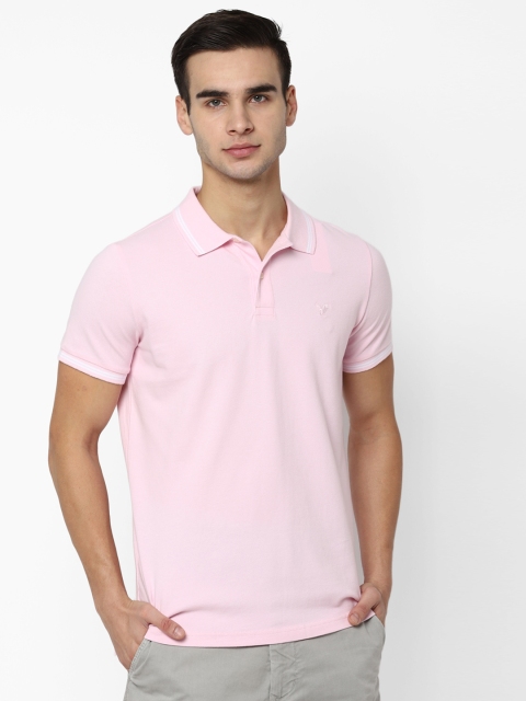 

AMERICAN EAGLE OUTFITTERS Men Pink Solid Polo Collar T-shirt