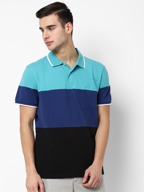 

AMERICAN EAGLE OUTFITTERS Men Black Colourblocked Polo Collar T-shirt