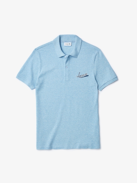 

Lacoste Men Blue Slim Fit Signature Cotton Polo