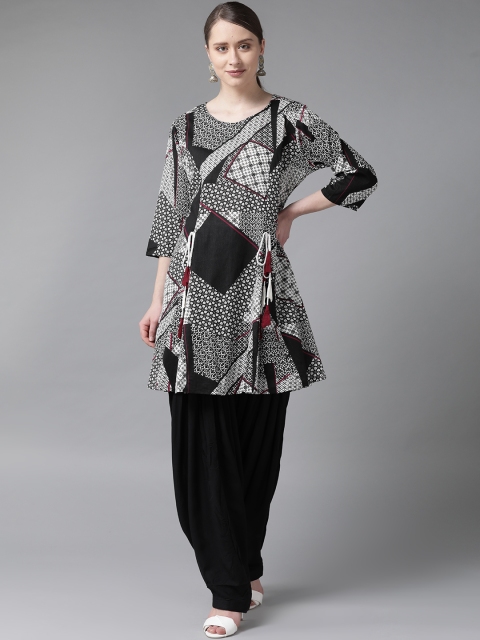

Shree Women Black & White Printed Tunic with Salwar