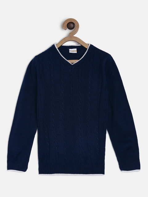 

Aomi Boys Navy Blue Self Design Pullover Sweater