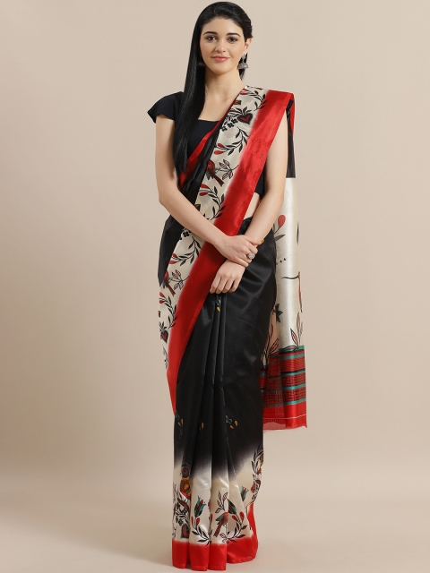 

Chhabra 555 Black & Red Digital Print Bhagalpuri Saree