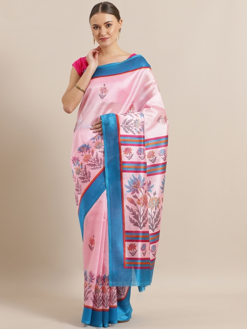

Chhabra 555 Pink & Blue Digital Printed Bhagalpuri Saree