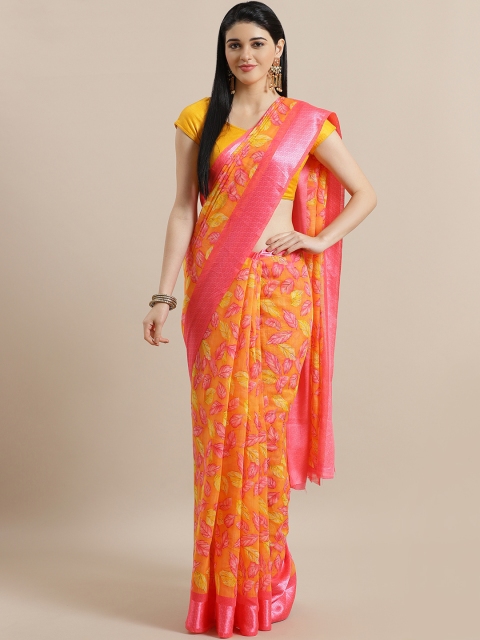 

Chhabra 555 Orange & Pink Printed Bhagalpuri Saree