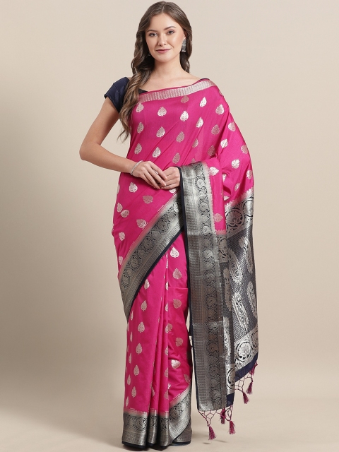 

Mitera Pink & Silver Woven Design Banarasi Saree