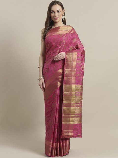 

Mitera Pink & Golden Woven Design Banarasi Saree