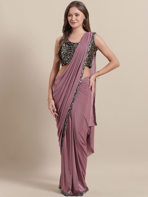 

Mitera Mauve Solid Ready To Wear Ruffle Saree