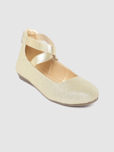 

Marc Loire Women Gold-Toned Shimmer Mid-Top Ballerinas