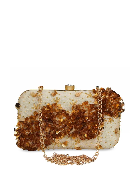 

Anekaant Cream-Coloured & Gold-Toned Embellished Embellished Clutch