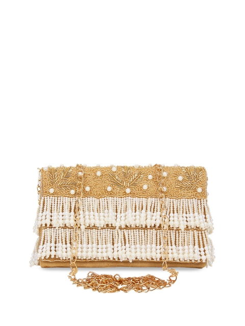 

Anekaant Gold-Toned & White Embellished Embellished Clutch