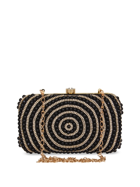 

Anekaant Black & Gold-Toned Embellished Box Clutch