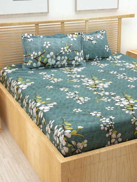 

Story@home Blue & White Floral 152 TC Cotton 1 Queen Bedsheet with 2 Pillow Covers