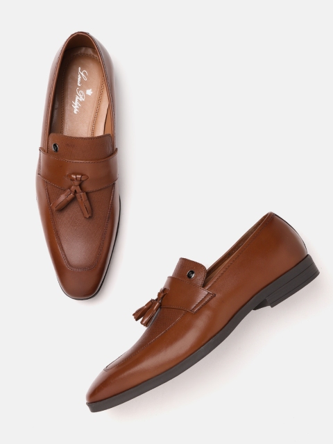 

Louis Philippe Men Brown Textured Leather Formal Slip-ons