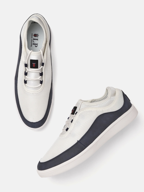 

Louis Philippe Men White & Navy Colourblocked Sneakers